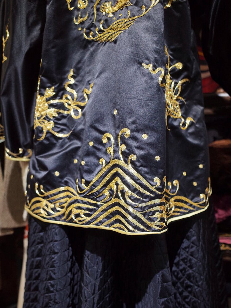 Black & Gold Dragon Chinese Embroidery Gown