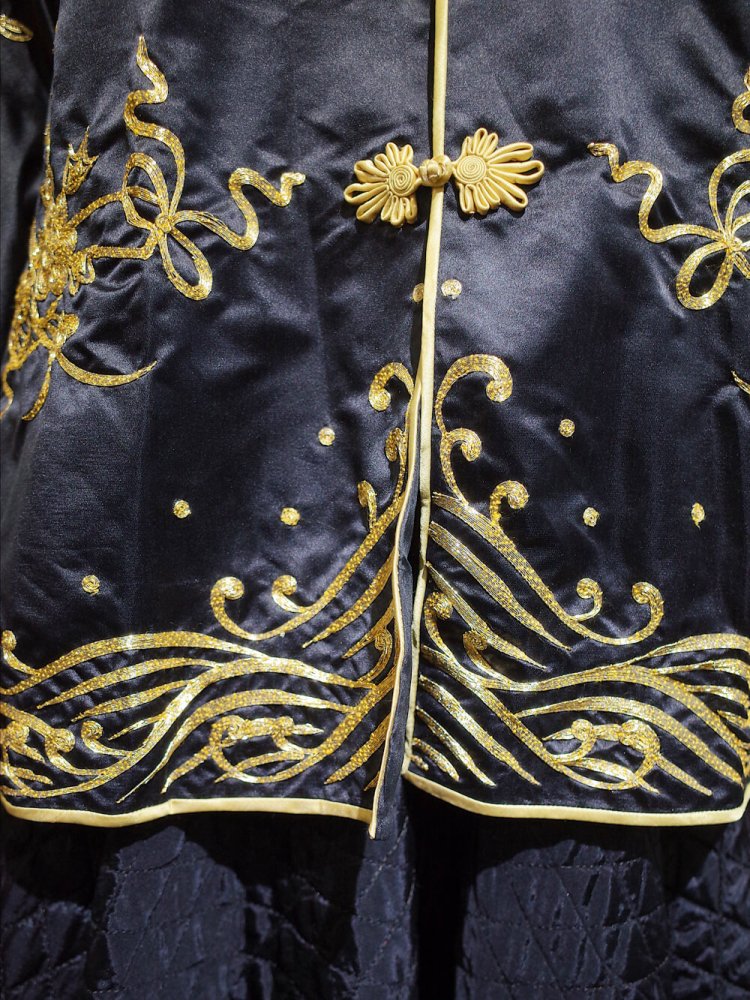 Black & Gold Dragon Chinese Embroidery Gown