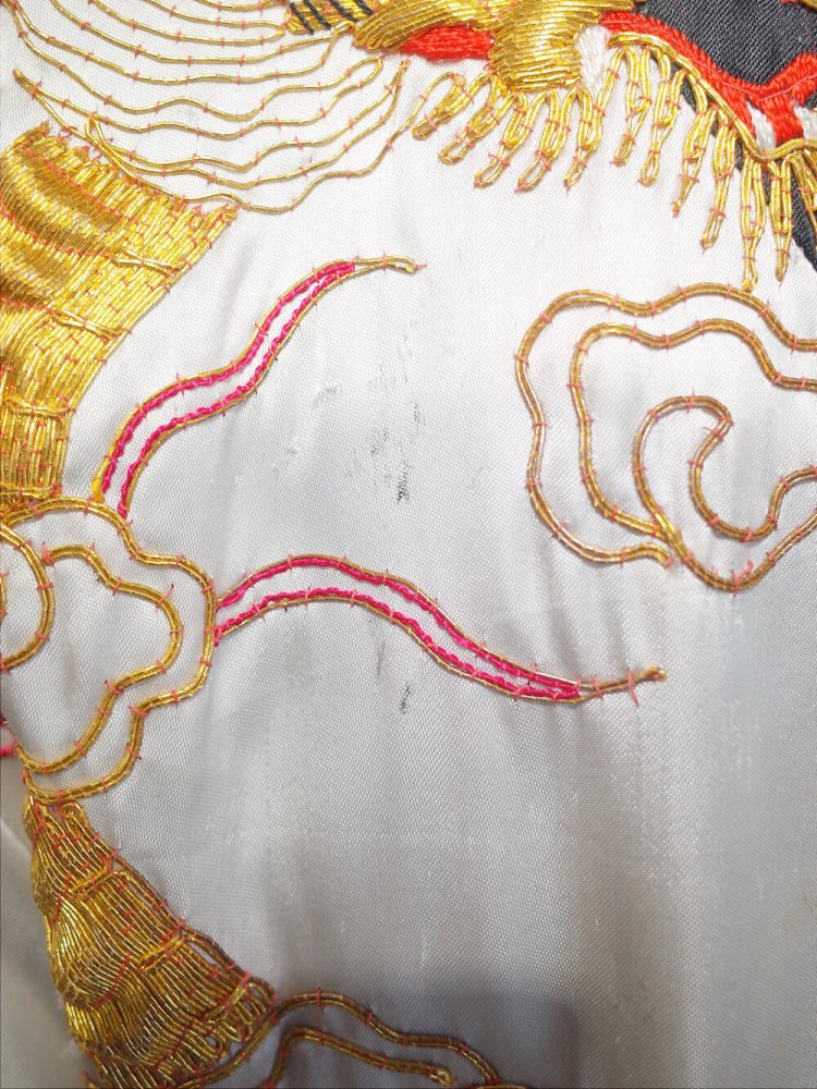 c.1940-50s Dragon Chinese Embroidery Bi-color Pullover