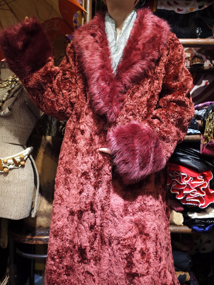 Bordeaux Faux Fur Coat