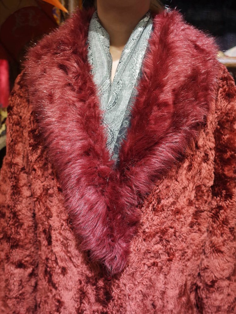 Bordeaux Faux Fur Coat