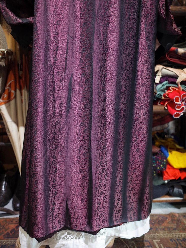 c.1950s Paisley  Shadow Stripe Luxury Smoking Gown