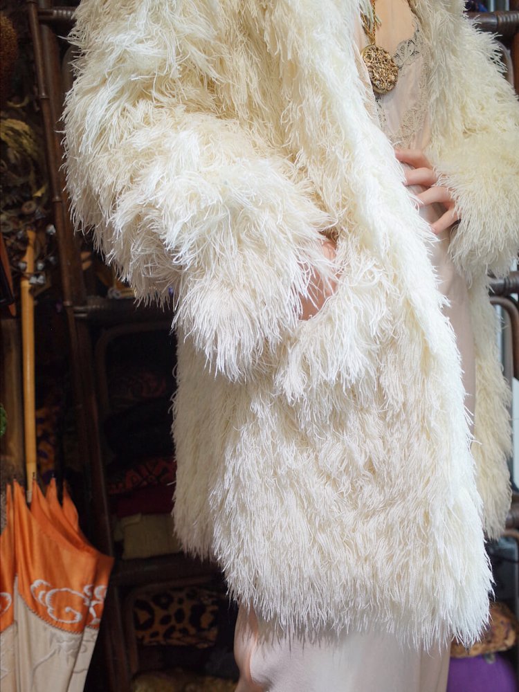 c.1960s French Chenille Shaggy Fringe Coat