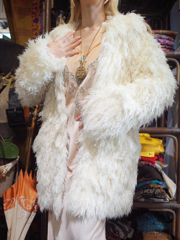 c.1960s French Chenille Shaggy Fringe Coat