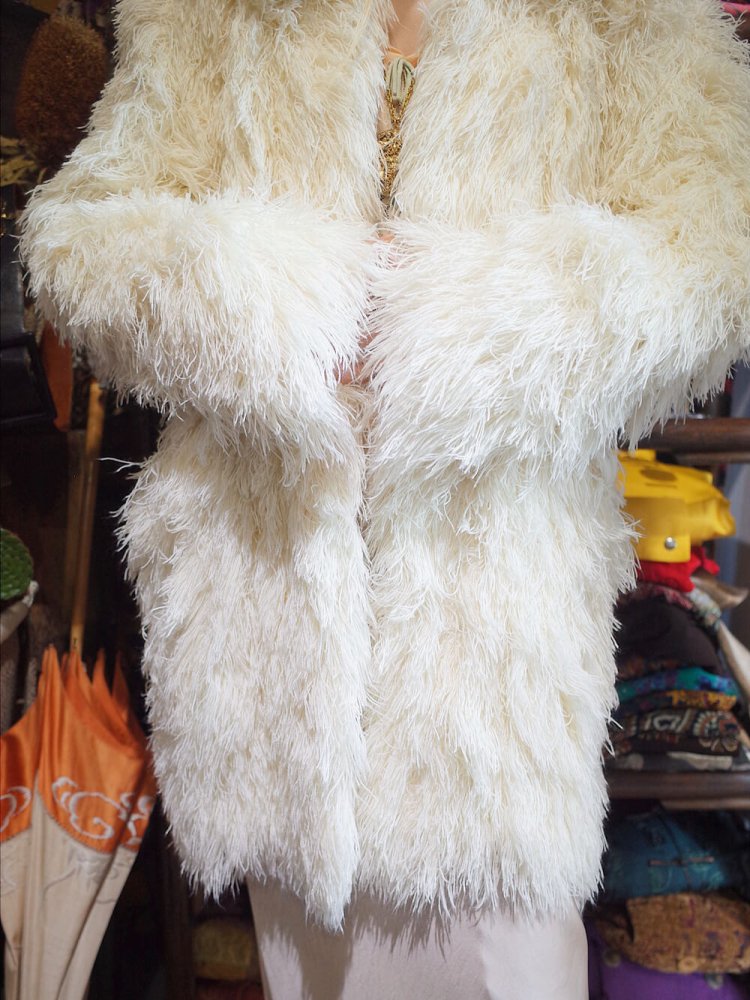 c.1960s French Chenille Shaggy Fringe Coat