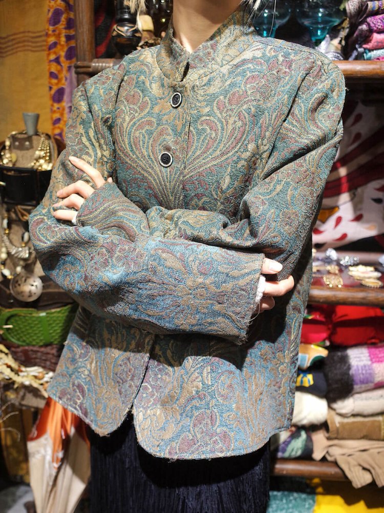 Symmetric Arabesque Mao Collar Gobelin Jacket