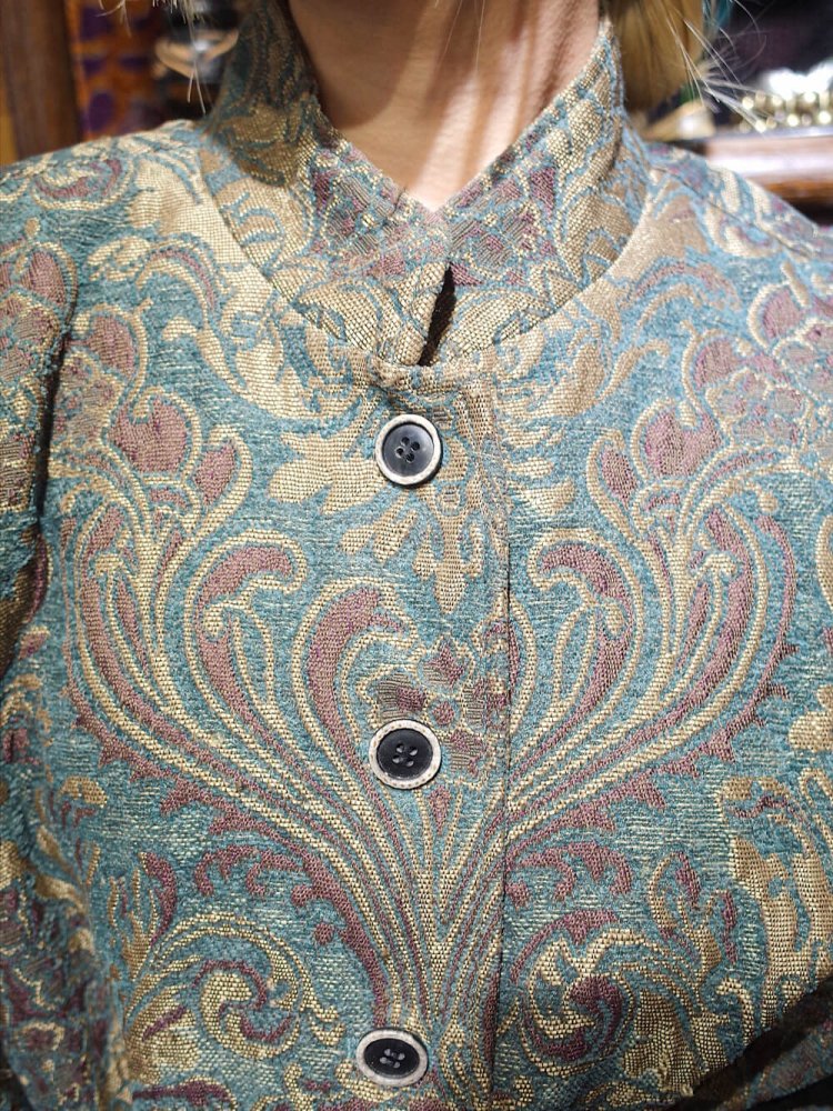 Symmetric Arabesque Mao Collar Gobelin Jacket