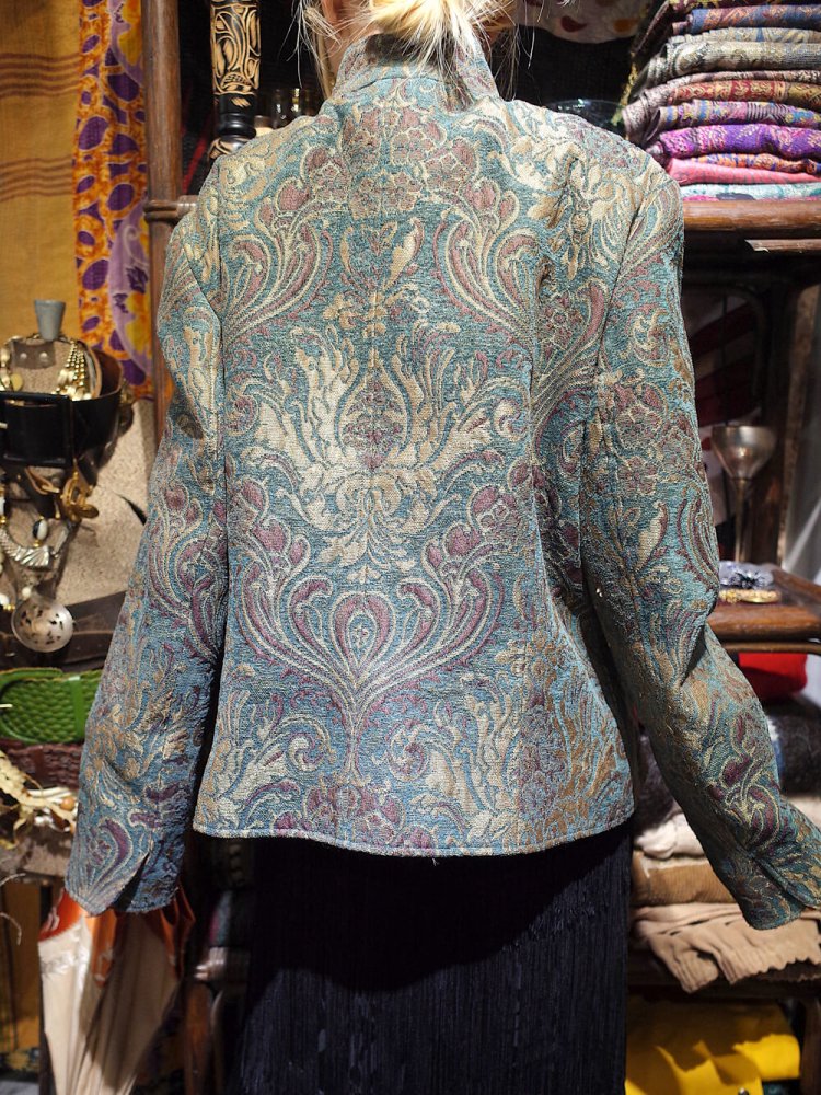 Symmetric Arabesque Mao Collar Gobelin Jacket