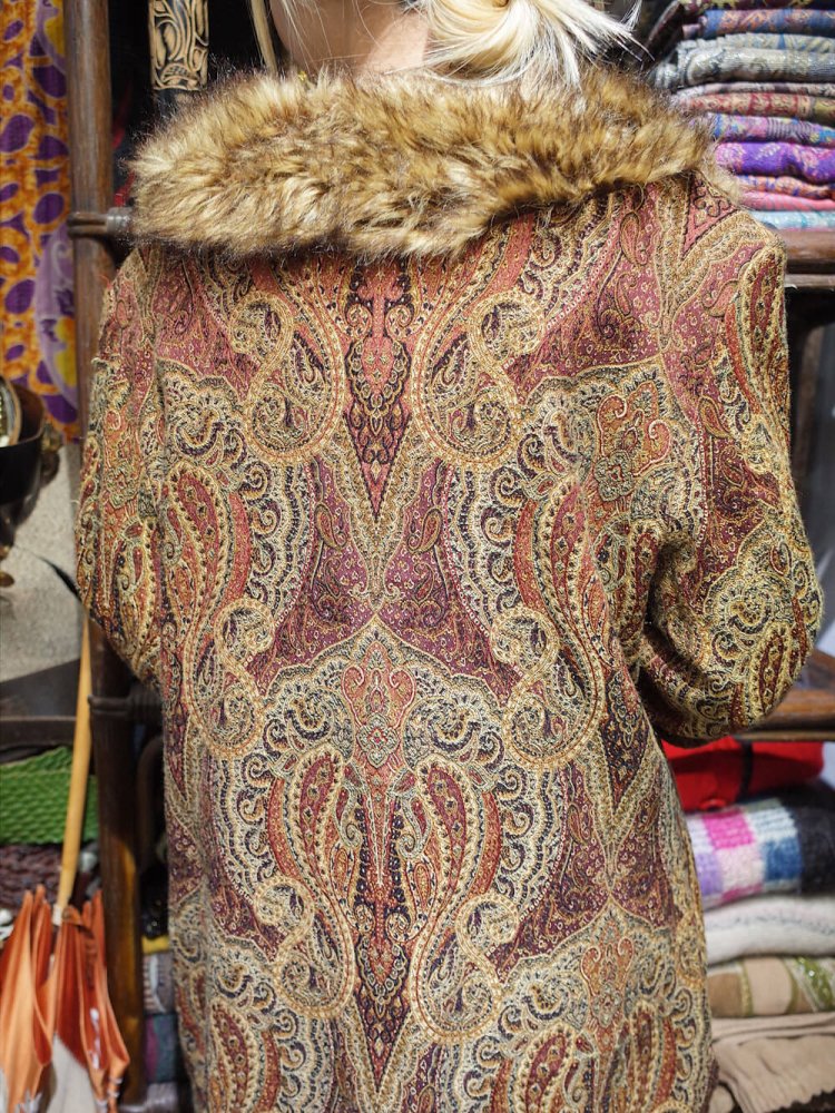 Paisley Gobelin  Faux Fur Coat