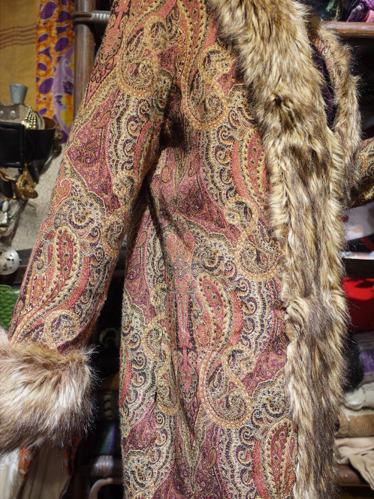 Paisley Gobelin  Faux Fur Coat