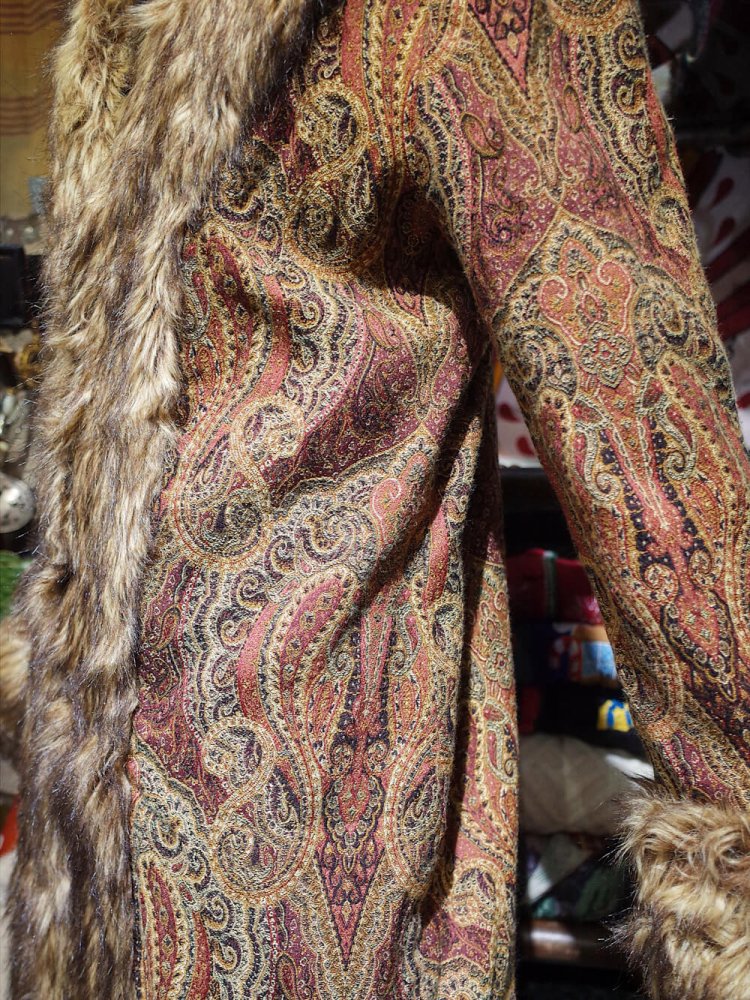 Paisley Gobelin  Faux Fur Coat