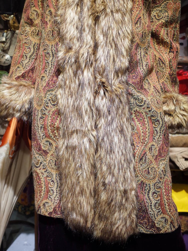 Paisley Gobelin  Faux Fur Coat