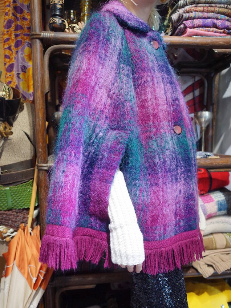 Made in SCOTLAND Mohair Plaid Fringe Poncho