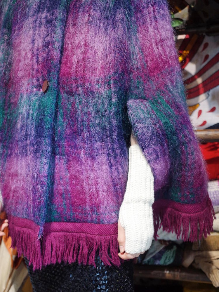 Made in SCOTLAND Mohair Plaid Fringe Poncho