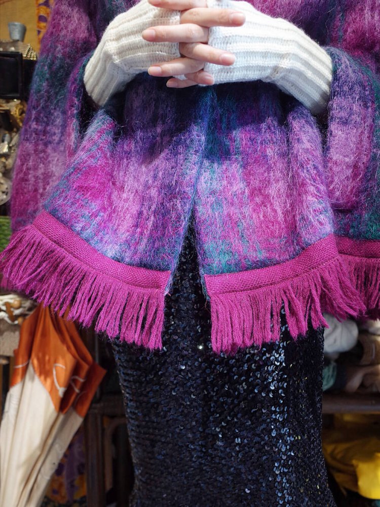 Made in SCOTLAND Mohair Plaid Fringe Poncho