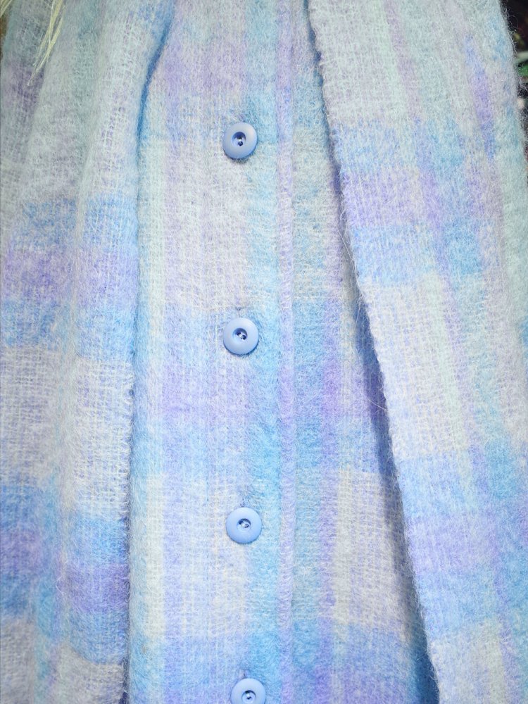 c.1960~70s Hand Woven in IRELAND Plaid Mohair Stole Coat