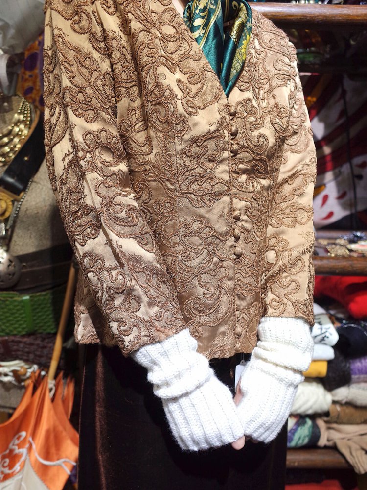 Solid Embroidery Champagne Gold Jacket