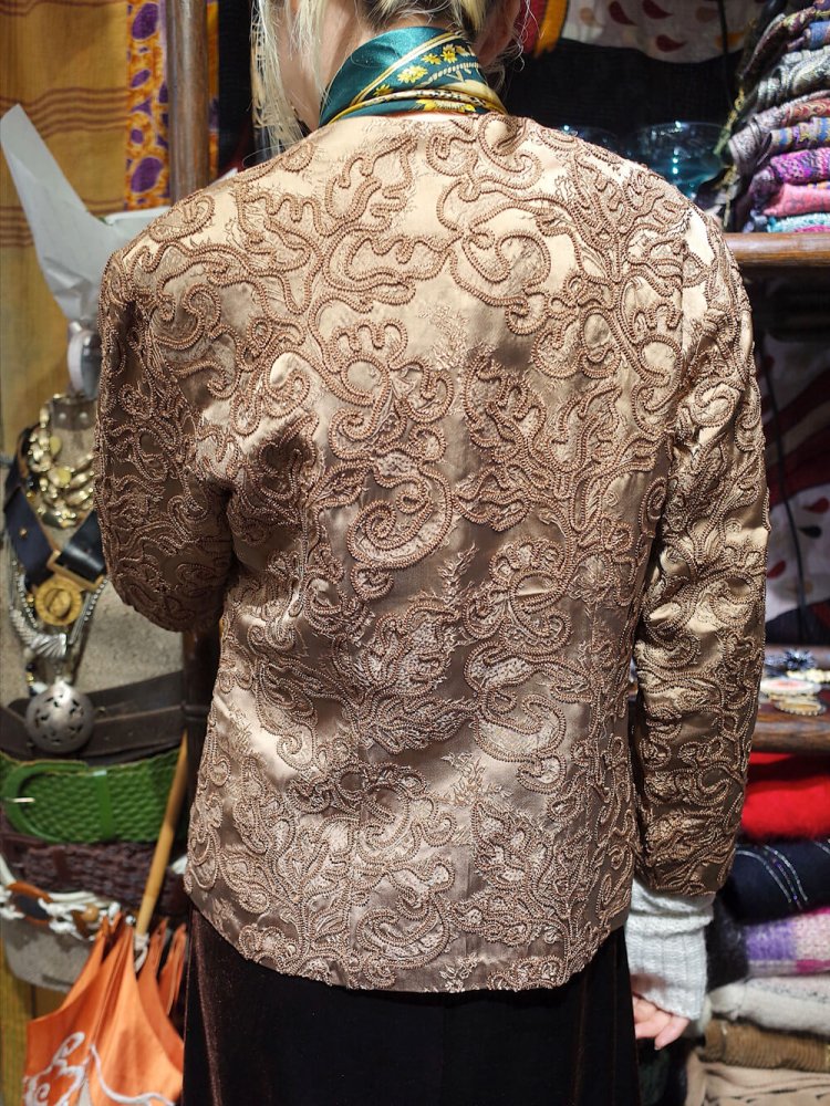 Solid Embroidery Champagne Gold Jacket