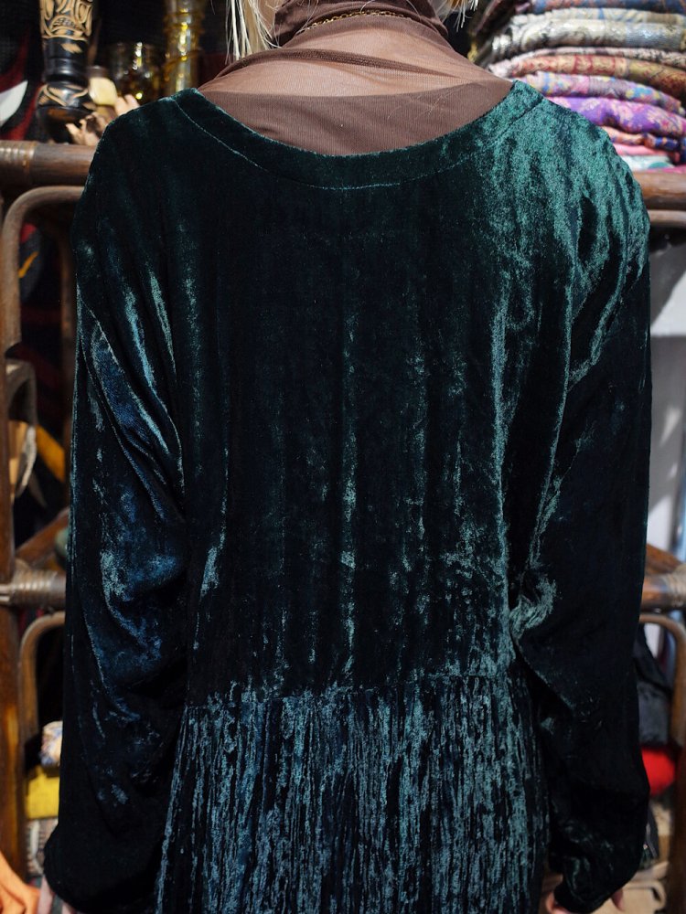 Deep Green Velvet Embroidery Dress