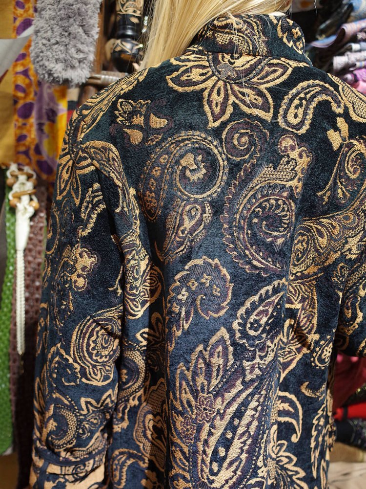 Paisley Black Gobelin Mao Collar Coat