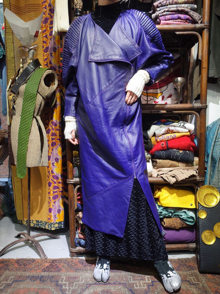 Purple Leather Deformation Dress Coat