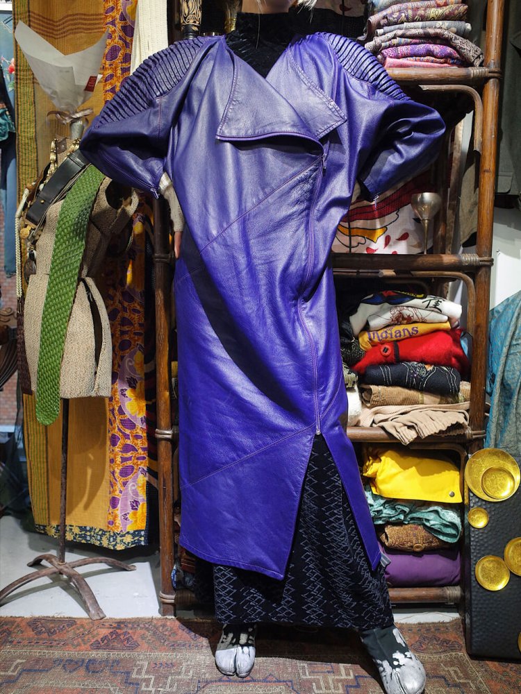 Purple Leather Deformation Dress Coat