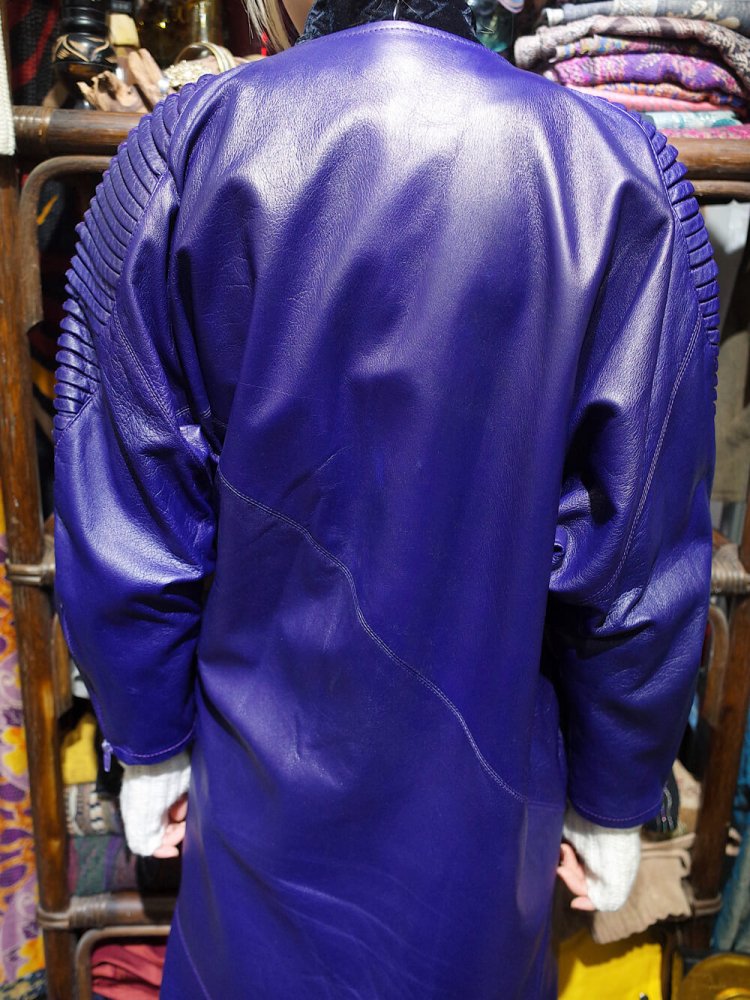 Purple Leather Deformation Dress Coat