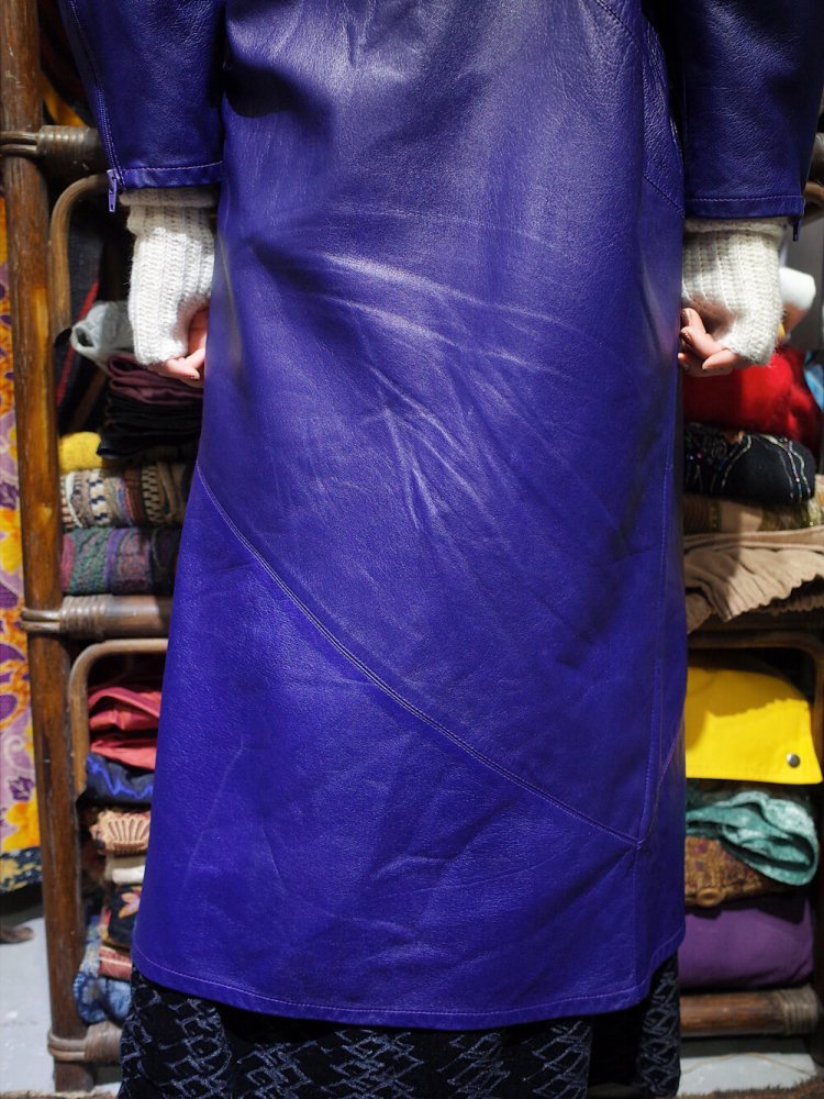 Purple Leather Deformation Dress Coat