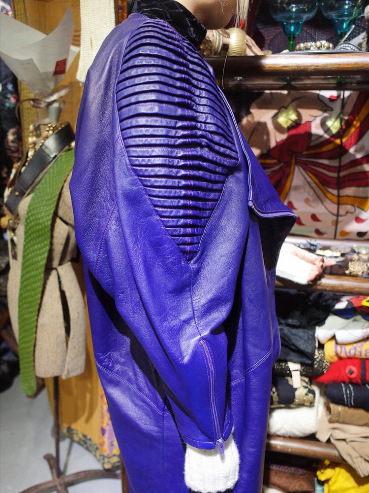 Purple Leather Deformation Dress Coat