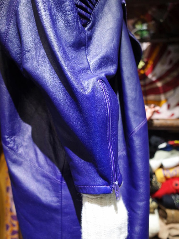 Purple Leather Deformation Dress Coat