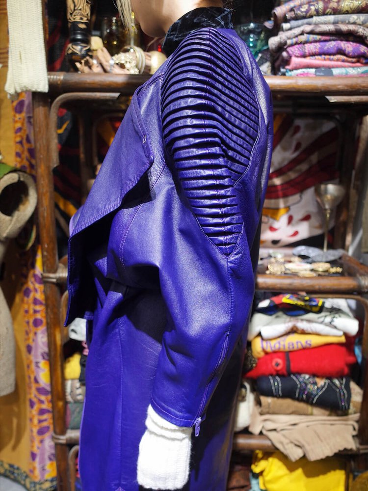 Purple Leather Deformation Dress Coat