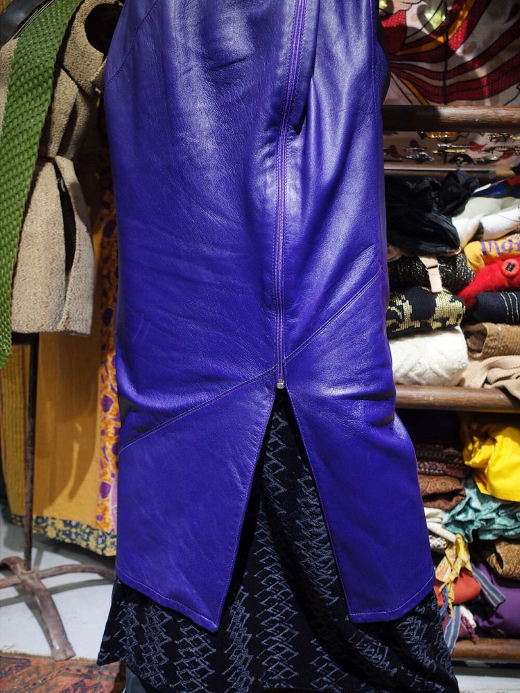 Purple Leather Deformation Dress Coat