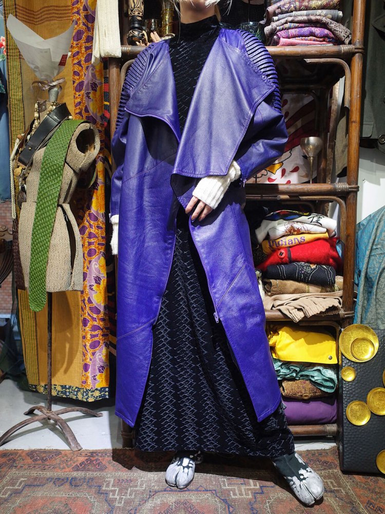 Purple Leather Deformation Dress Coat