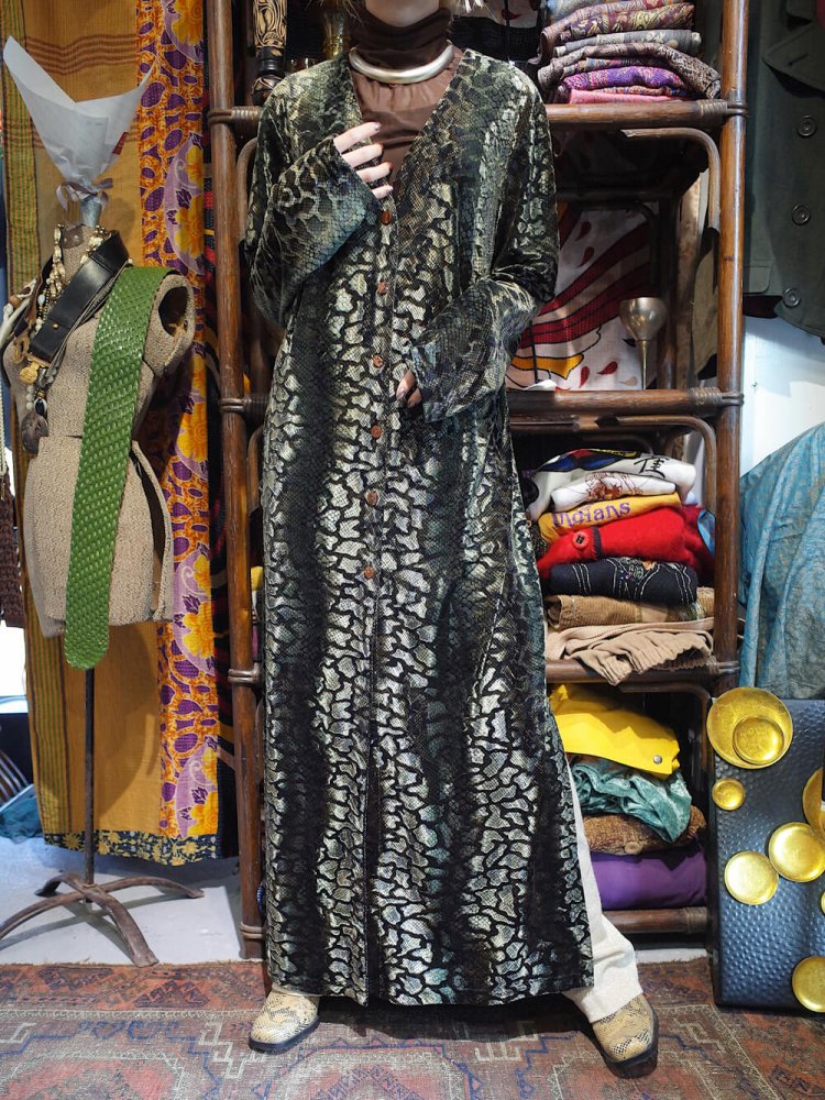 Python Velvet Slit Gown Dress