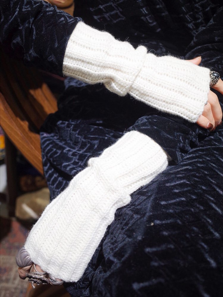 end Hand KnittingWool  Alpaca Arm Warmers M