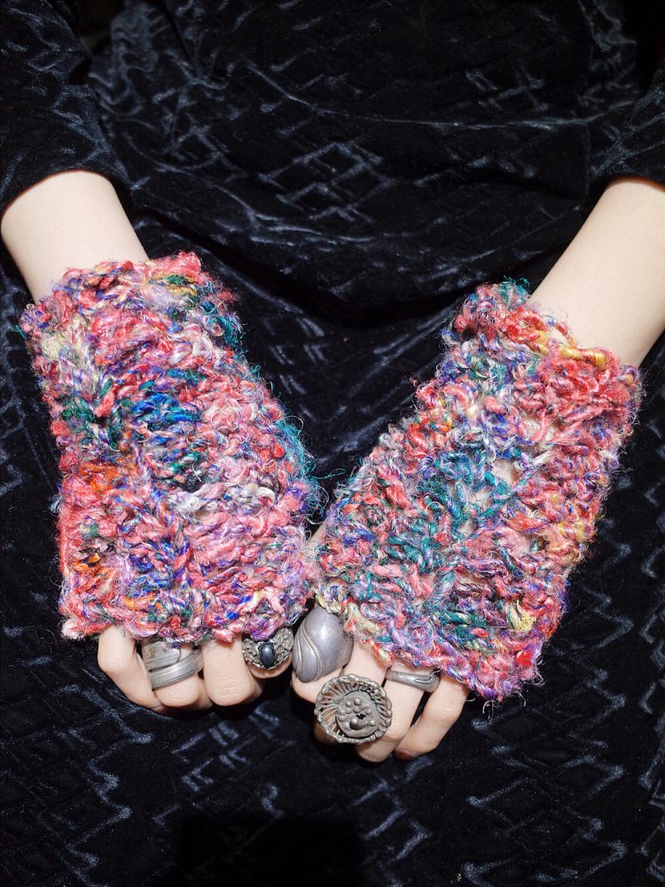 end Hand KnittingSilk Yarn Arm Warmers
