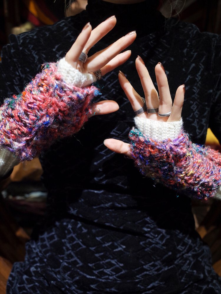 end Hand KnittingSilk Yarn Arm Warmers