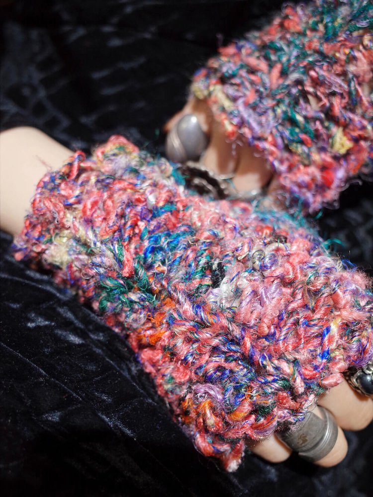 end Hand KnittingSilk Yarn Arm Warmers