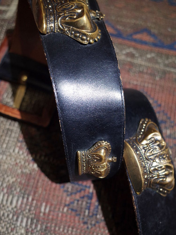 Vintage Crown Black Leather Belt