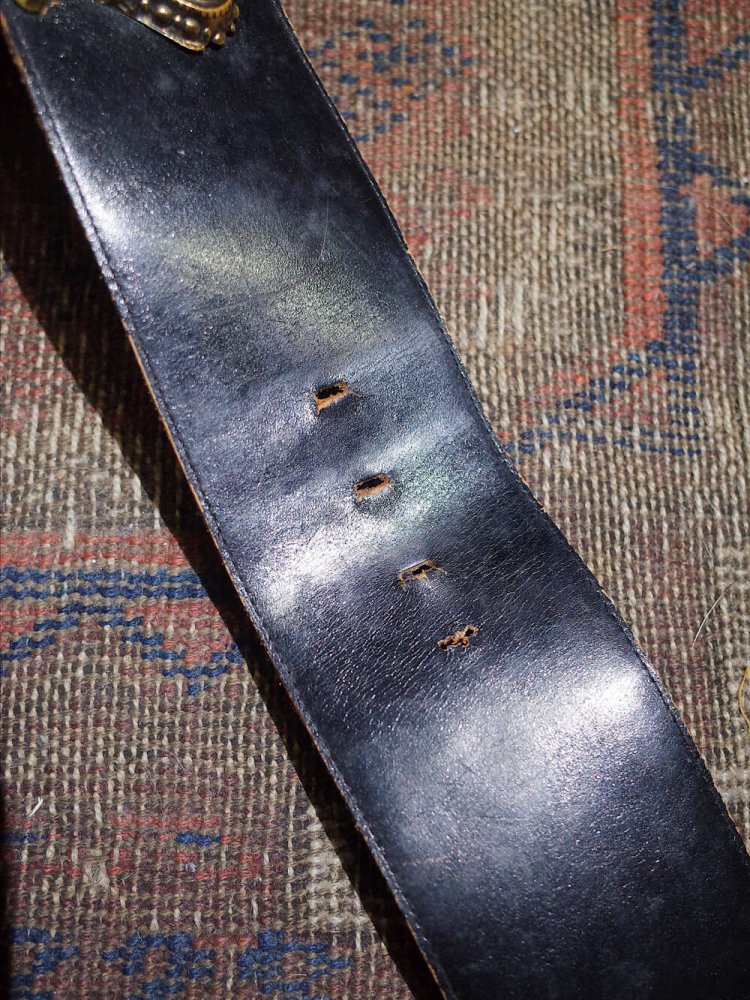 Vintage Crown Black Leather Belt