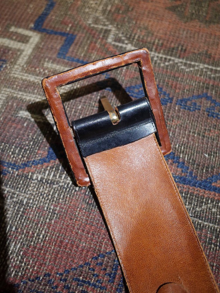 Vintage Crown Black Leather Belt
