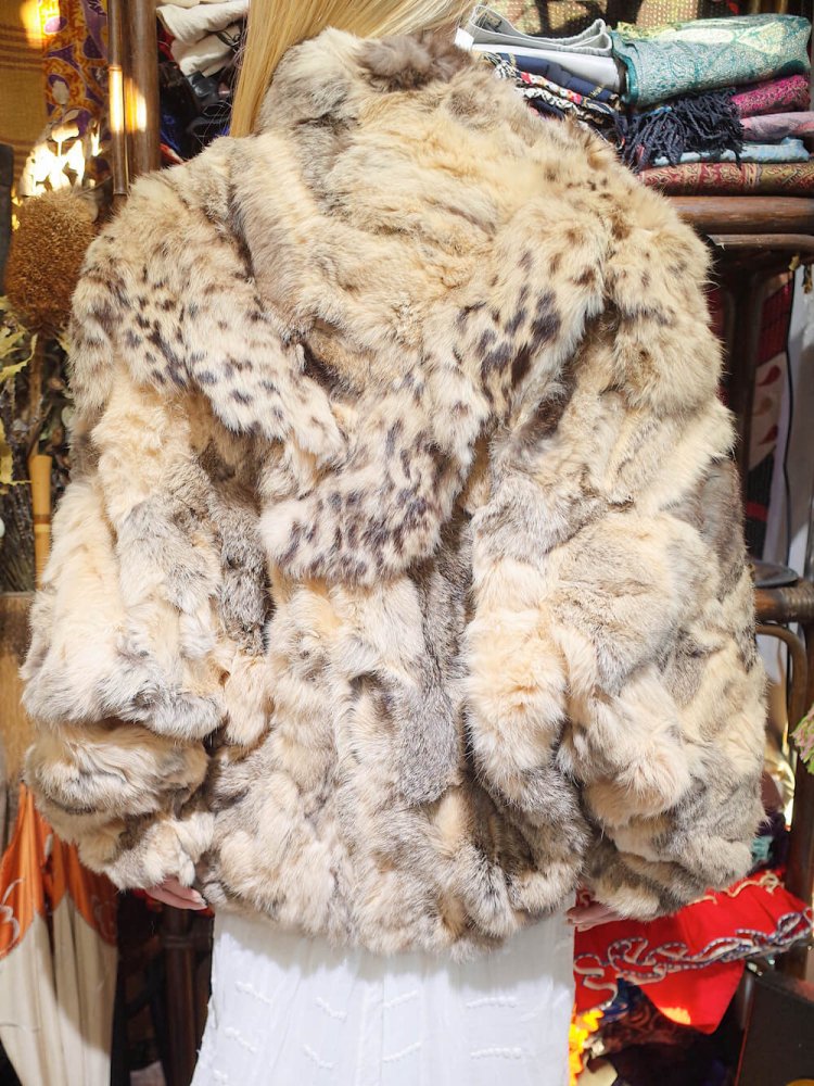 Yoke Design Rabbit Fur Dolman Jacket White