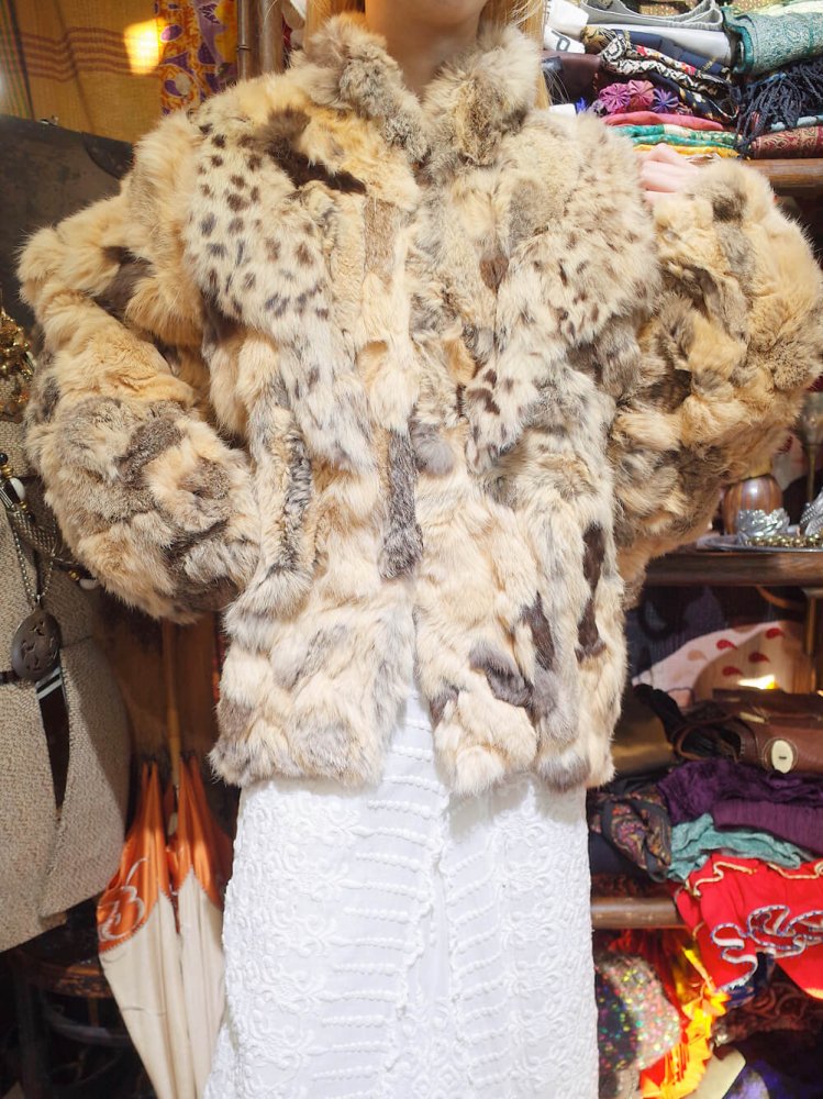 Yoke Design Rabbit Fur Dolman Jacket White