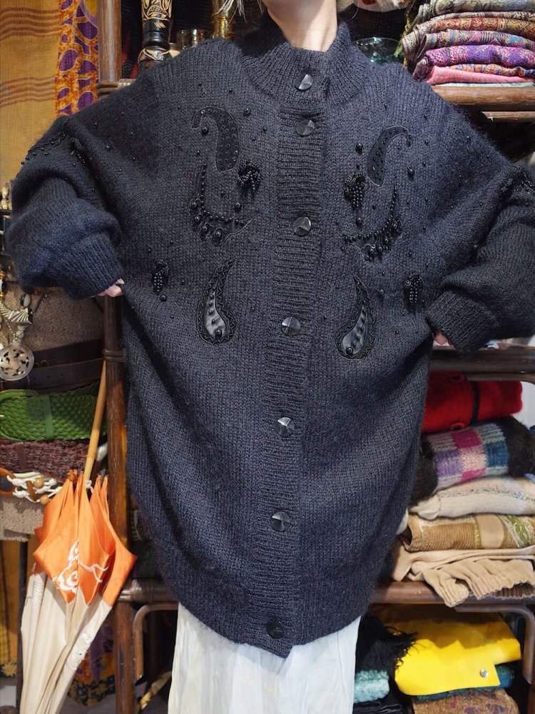 Paisley & Bijou Black Mohair Knit Jacket