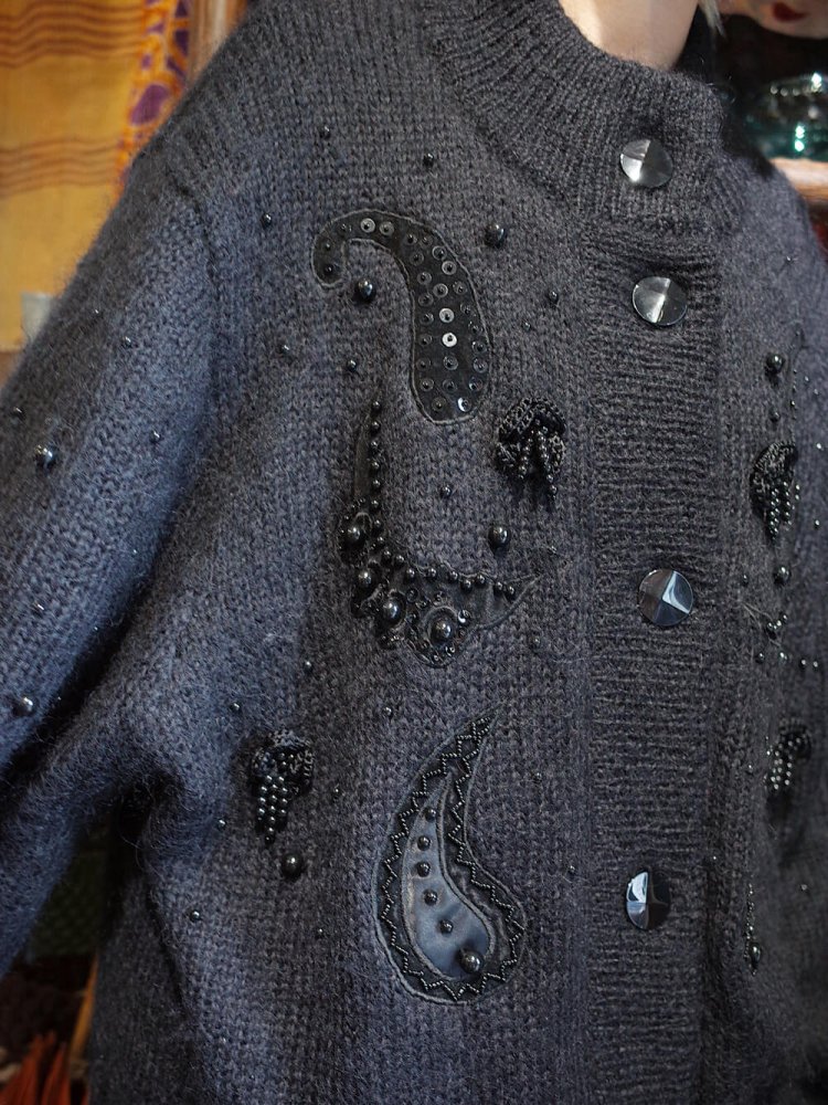 Paisley & Bijou Black Mohair Knit Jacket