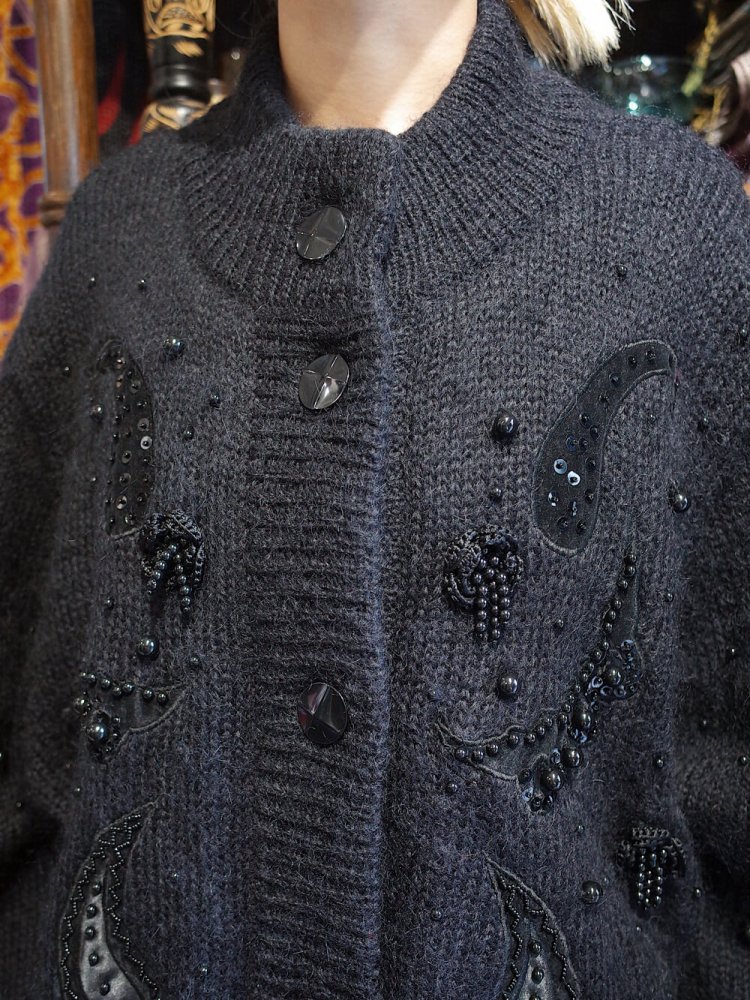 Paisley & Bijou Black Mohair Knit Jacket