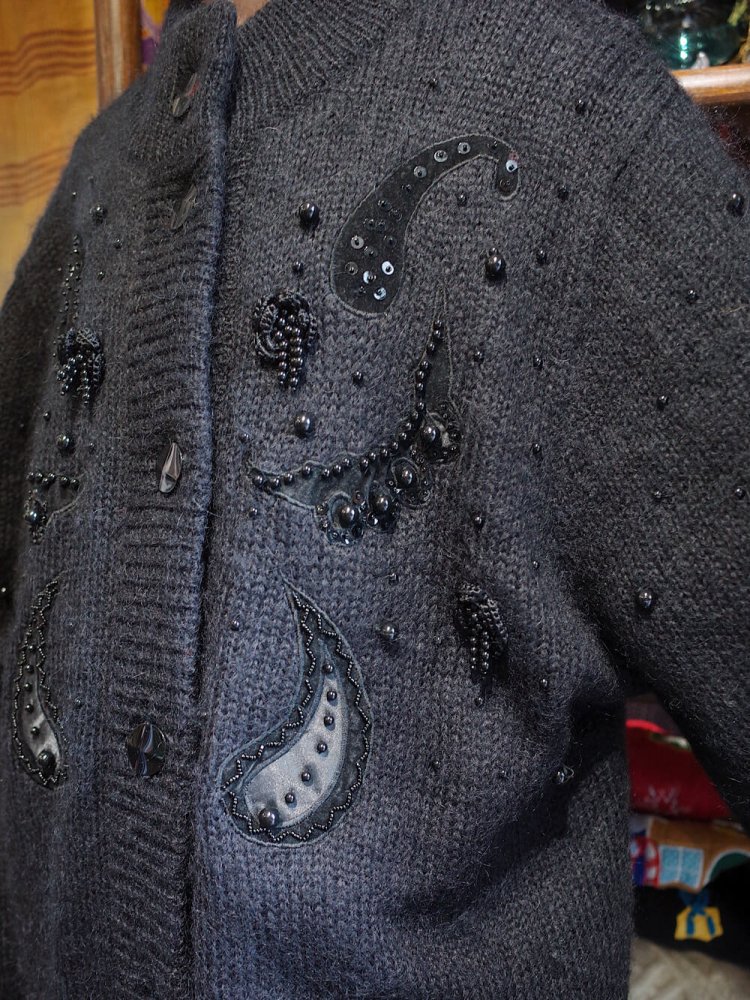 Paisley & Bijou Black Mohair Knit Jacket