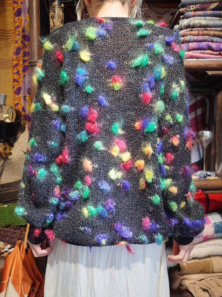 Neon Pom-pom Low Gauge Knit Sweater