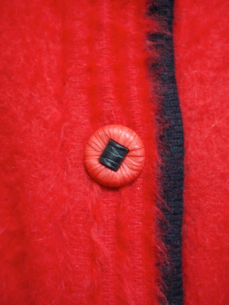 Red & Black Angora Knit Jacket