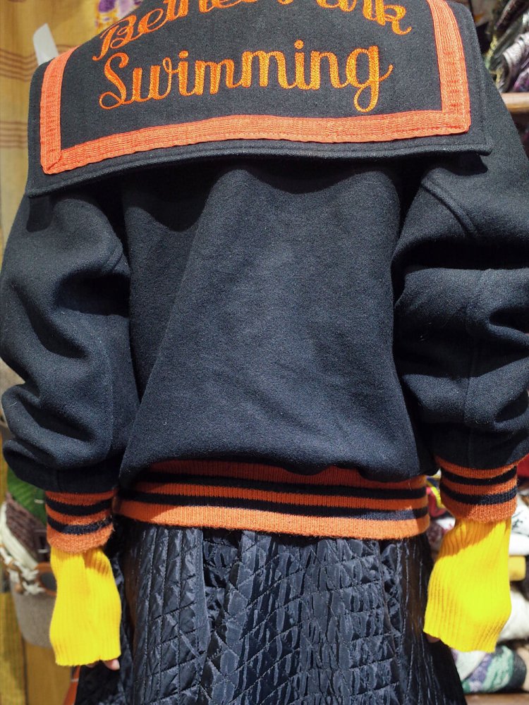 Chain Embroidery Sailer Collar Stadium Jacket